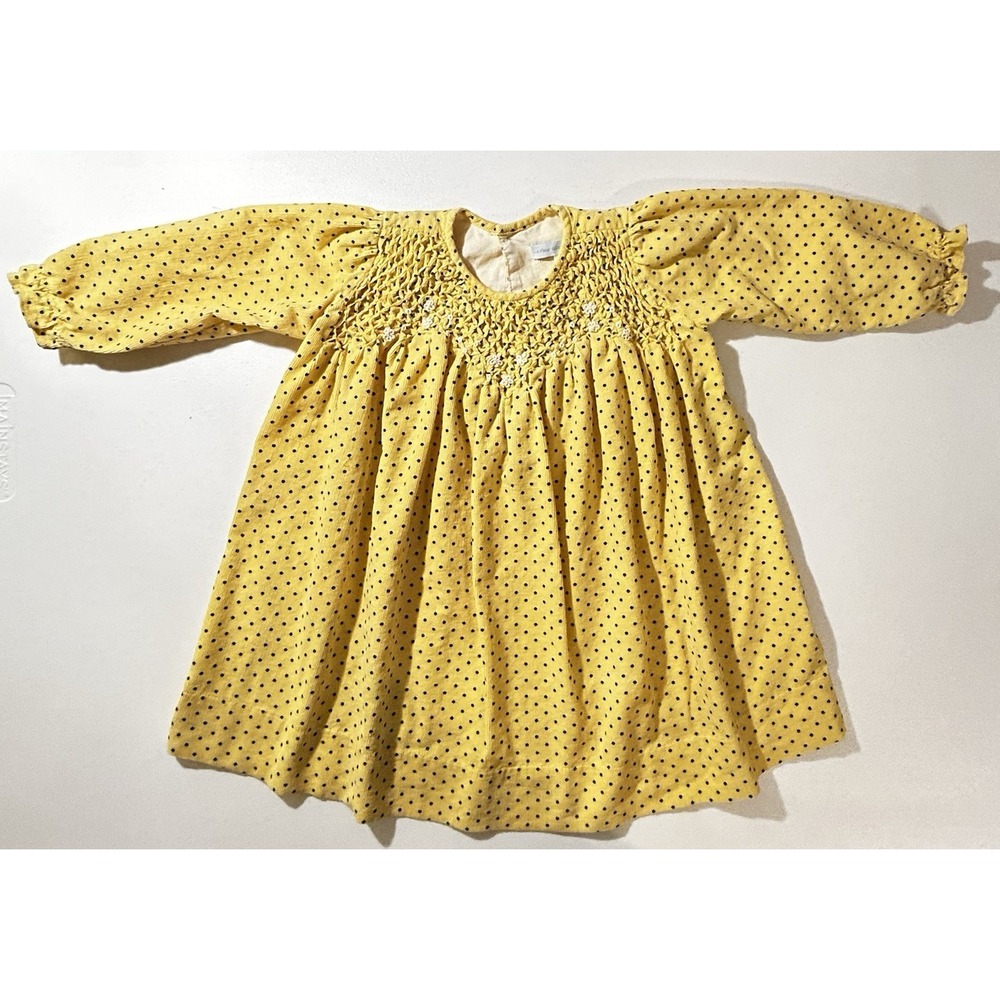 La Fleur Corduroy Long Sleeve Toddler Yellow Dress 2T
